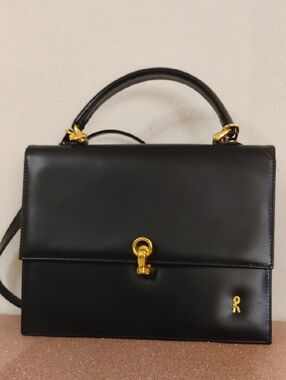 Roberta di Camerino Black Top-Handle Satchel with Gold Hardware
